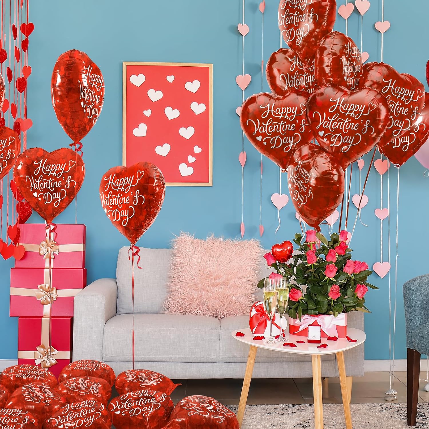 Thumbnail 3 de 30pc Red Heart Foil Balloons 18in Happy Valentine’s Day 🎈