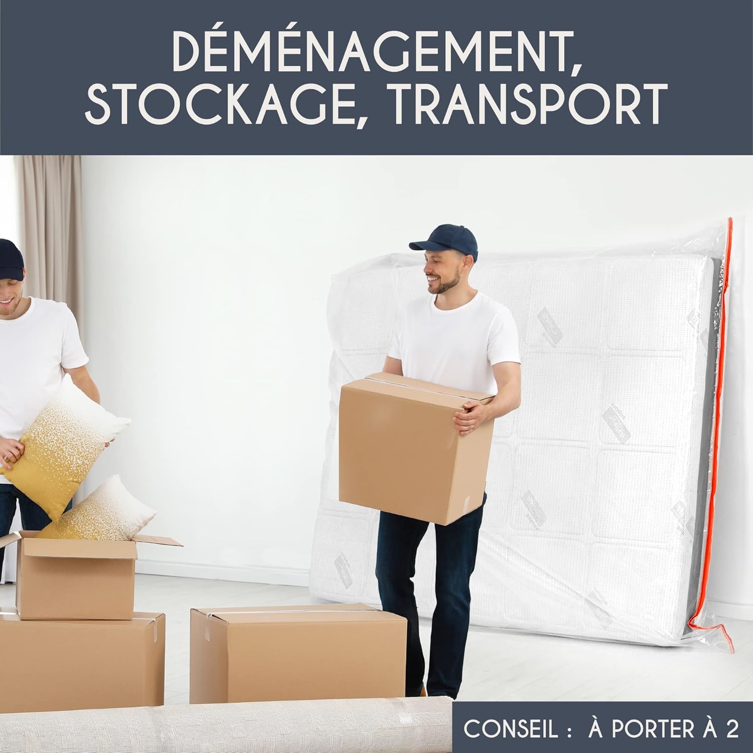 Thumbnail 5 de Dreamzie Housse de matelas de déménagement avec zip pratique – 140 x 190/200 cm, épaisseur 30 cm