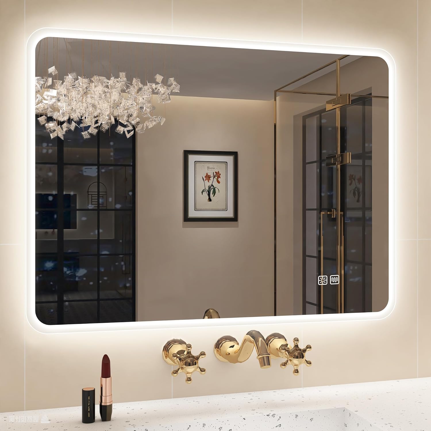 Detalle de STARLEAD Badspiegel mit Beleuchtung 80x60 cm – dimmbar, 3 Farbtemperaturen, Anti-Beschlag, Speicherfunktion, IP44/IP65