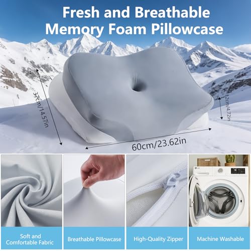 Detalle de KEVIAN Almohada Cervical Ergonómica Memory Foam 60x37x12 cm