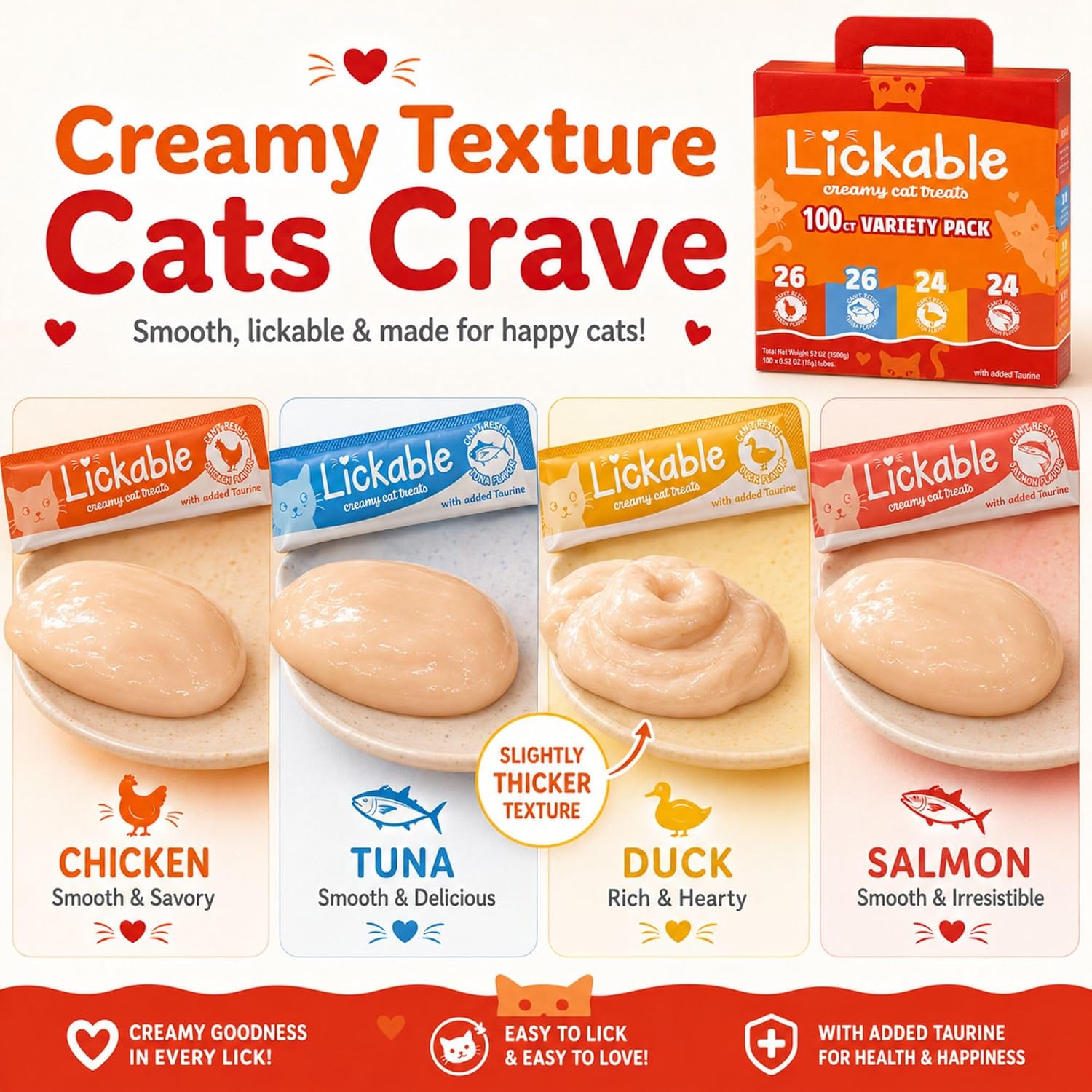 Thumbnail 5 de Fieldcrest Farms 7325 Lickable Cat Treats, 100-Count Variety Pack with Taurine