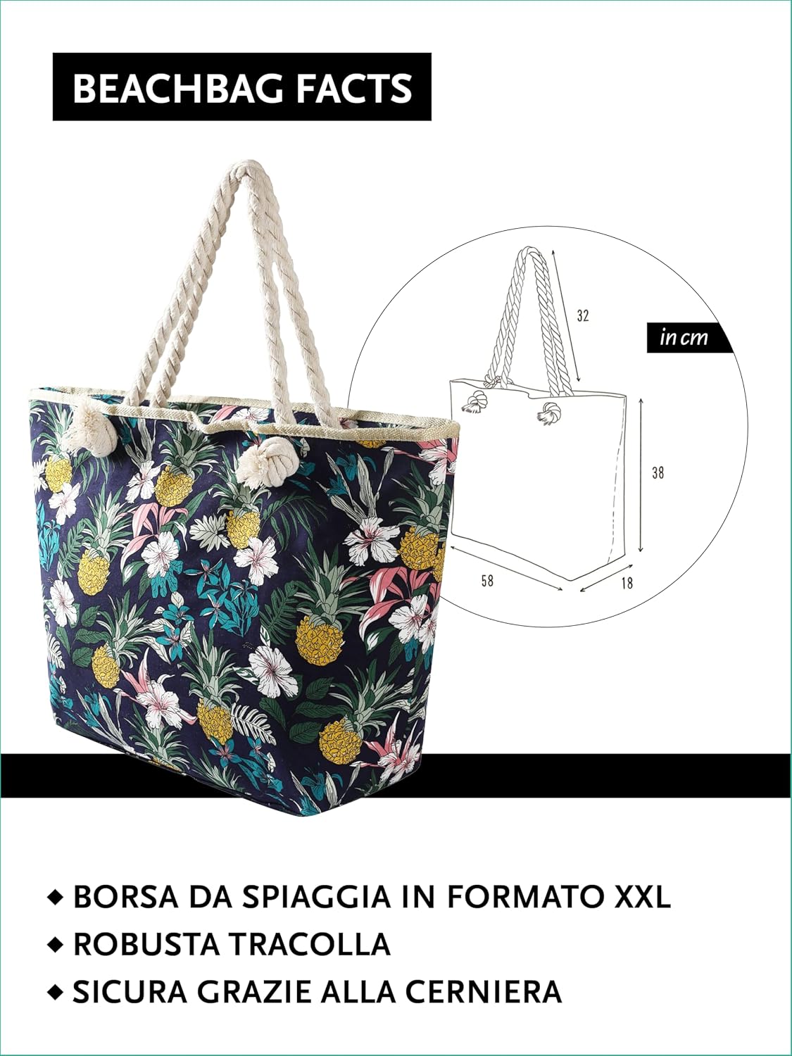 Detalle 2 de DonDon Grande borsa da spiaggia 58x38