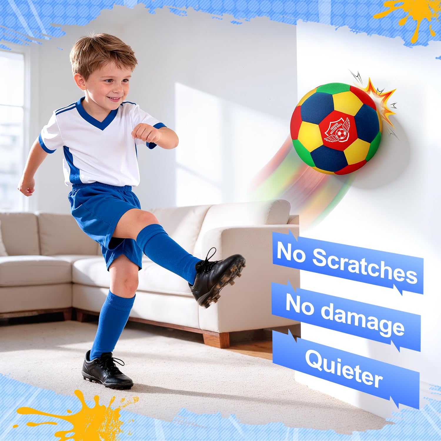 Detalle de HopeRock IB001-1 Indoor Soccer Ball, Size 4 Soft Foam for Kids