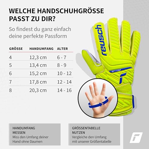 Detalle 2 de Reusch Torwarthandschuhe Attrakt Solid Junior – Gelb/Blau/Weiß, Größe 4