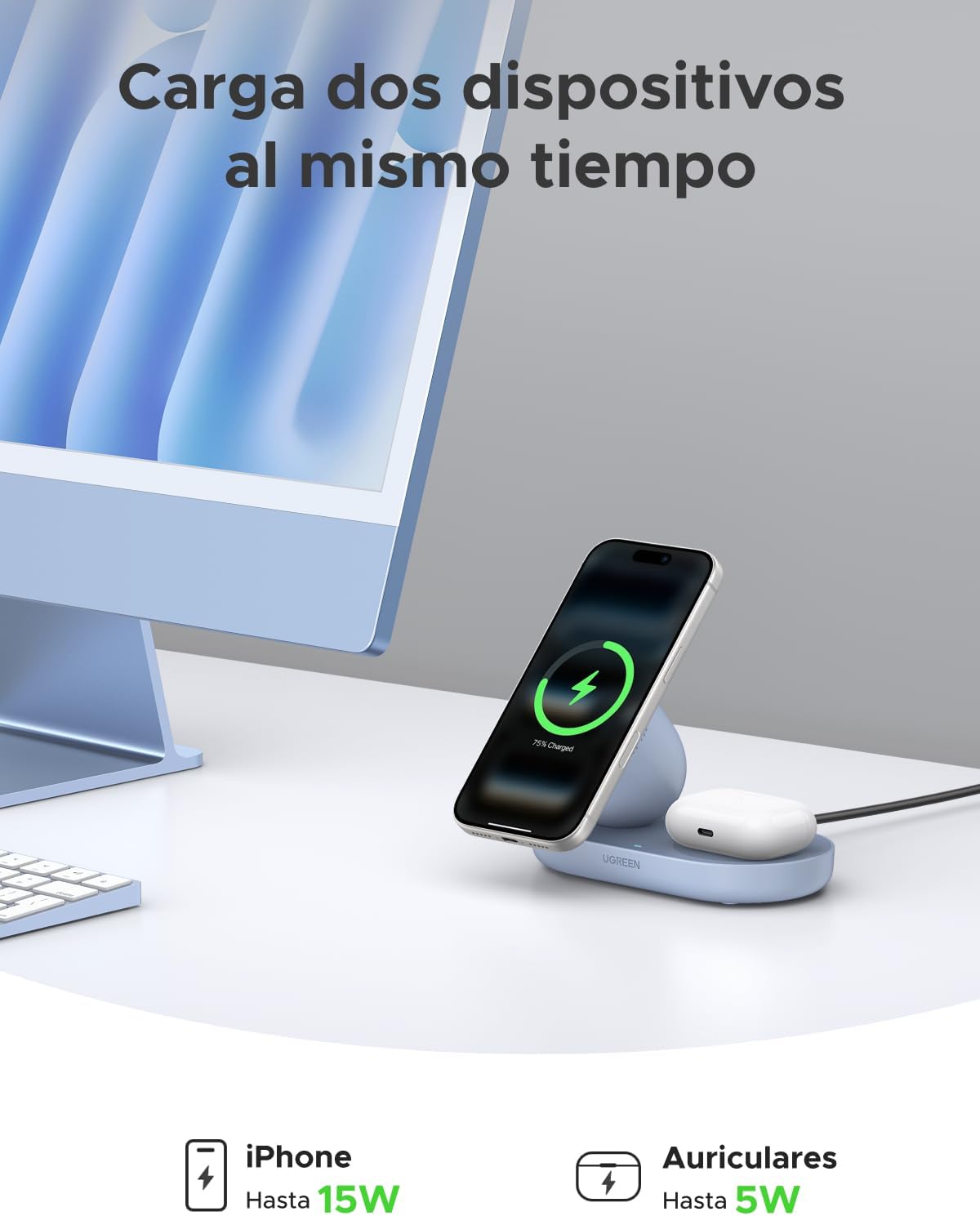 Detalle de UGREEN Zapix Cargador Inalámbrico 15W