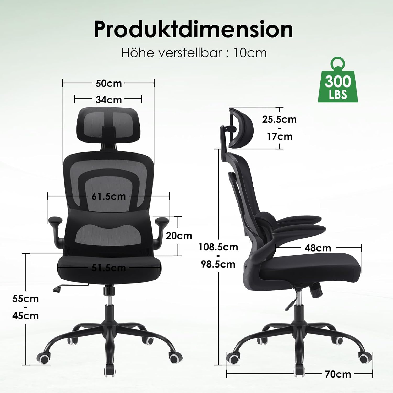 Detalle de Farini Ergonomischer Bürostuhl höhenverstellbar