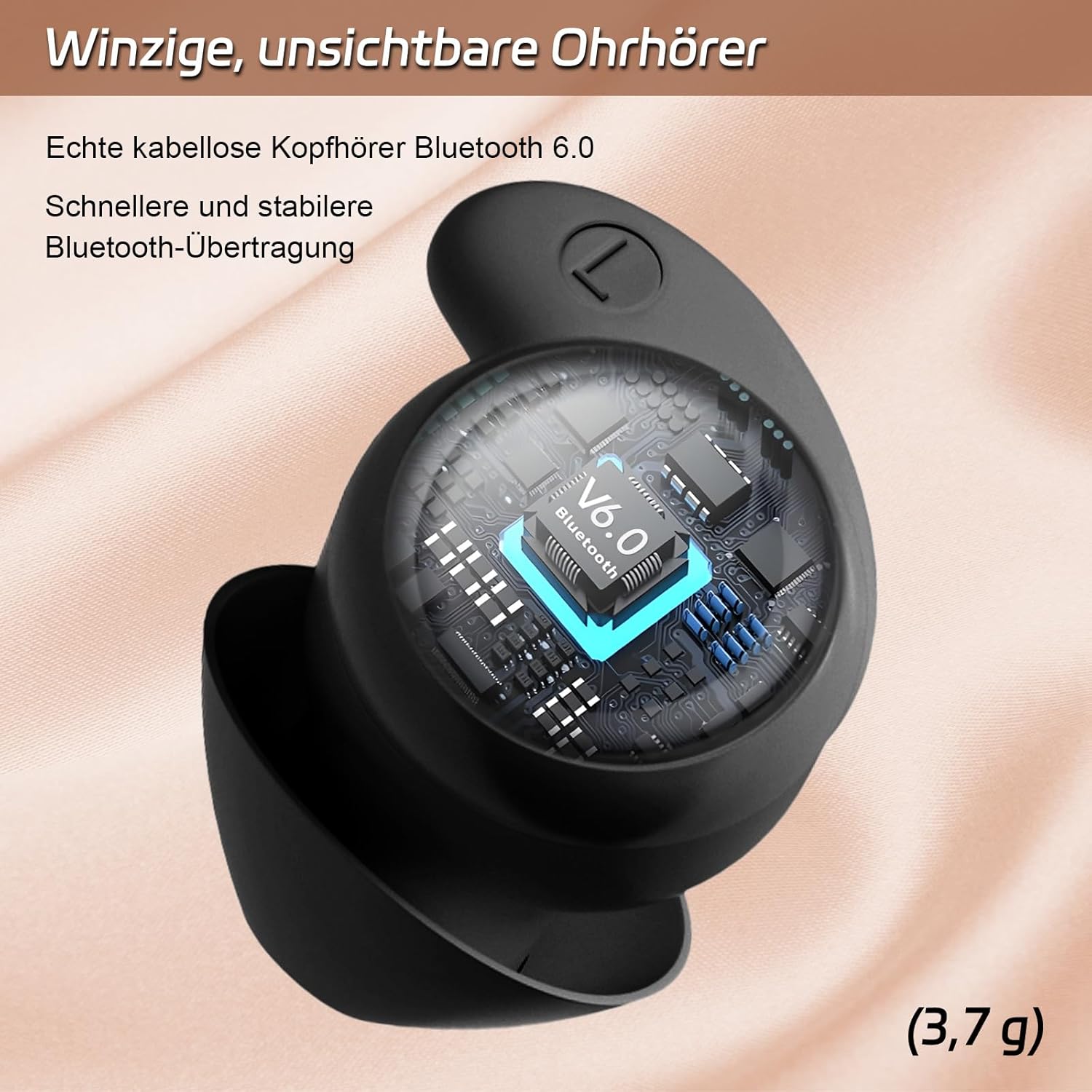 Detalle de esonstyle Schlafkopfhörer – Unsichtbare Mini-Ohrenhörer zum Schlafen mit Bluetooth 6.0 (IPX6, Kabellos, Seitenschläfer-Design)