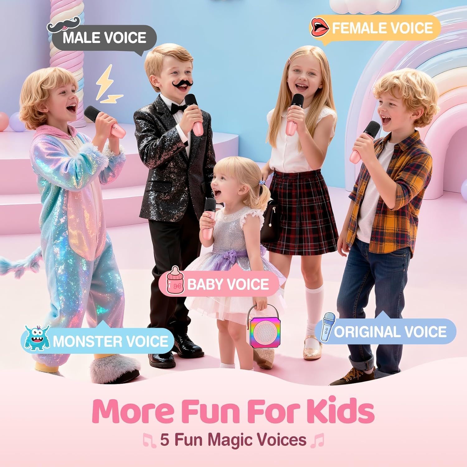 Thumbnail 1 de Gontence Karaoke con Microfono: Karaoke Bluetooth a 2 microfoni per bambini 3–15 anni