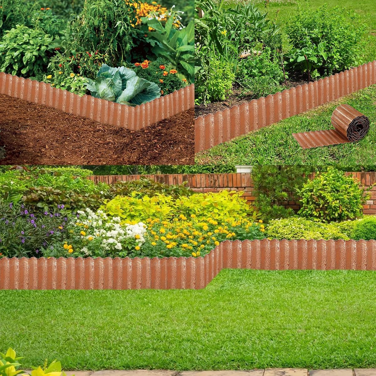 Thumbnail 5 de 6 Inch x 20 ft Corrugated Galvanized Garden Edging Border (Rusty finish) for Landscape Edging