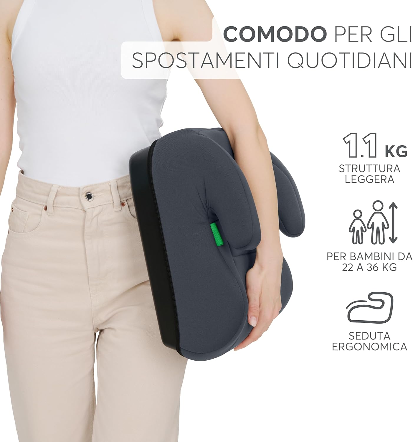 Thumbnail 4 de KikkaBoo i-UP Rialzo auto per bambini i-Size da 125–150 cm (22–36 kg), Gruppo 3, 7–12 anni, colore Grigio