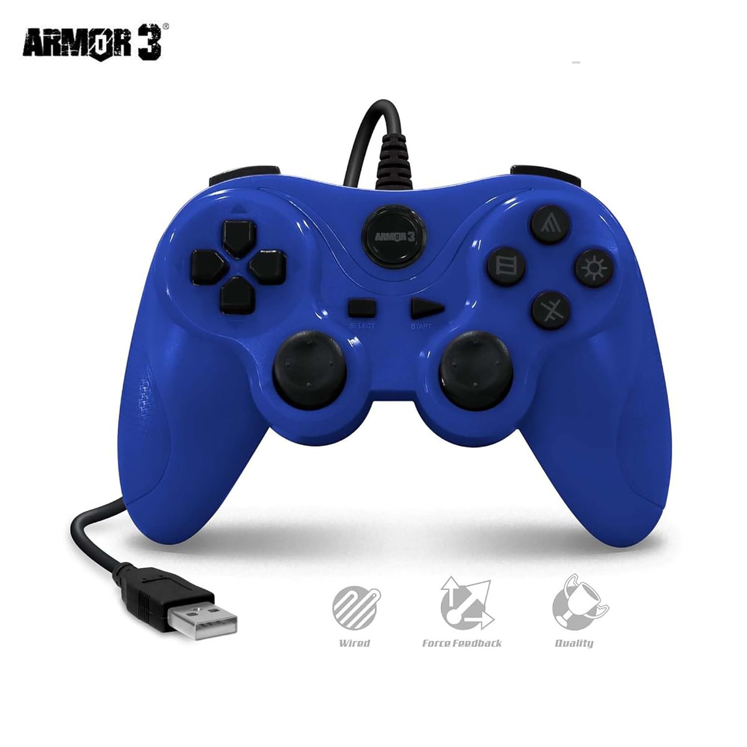 Detalle de Armor3 Nuplay Wired Game Controller for PS3 (Blue)