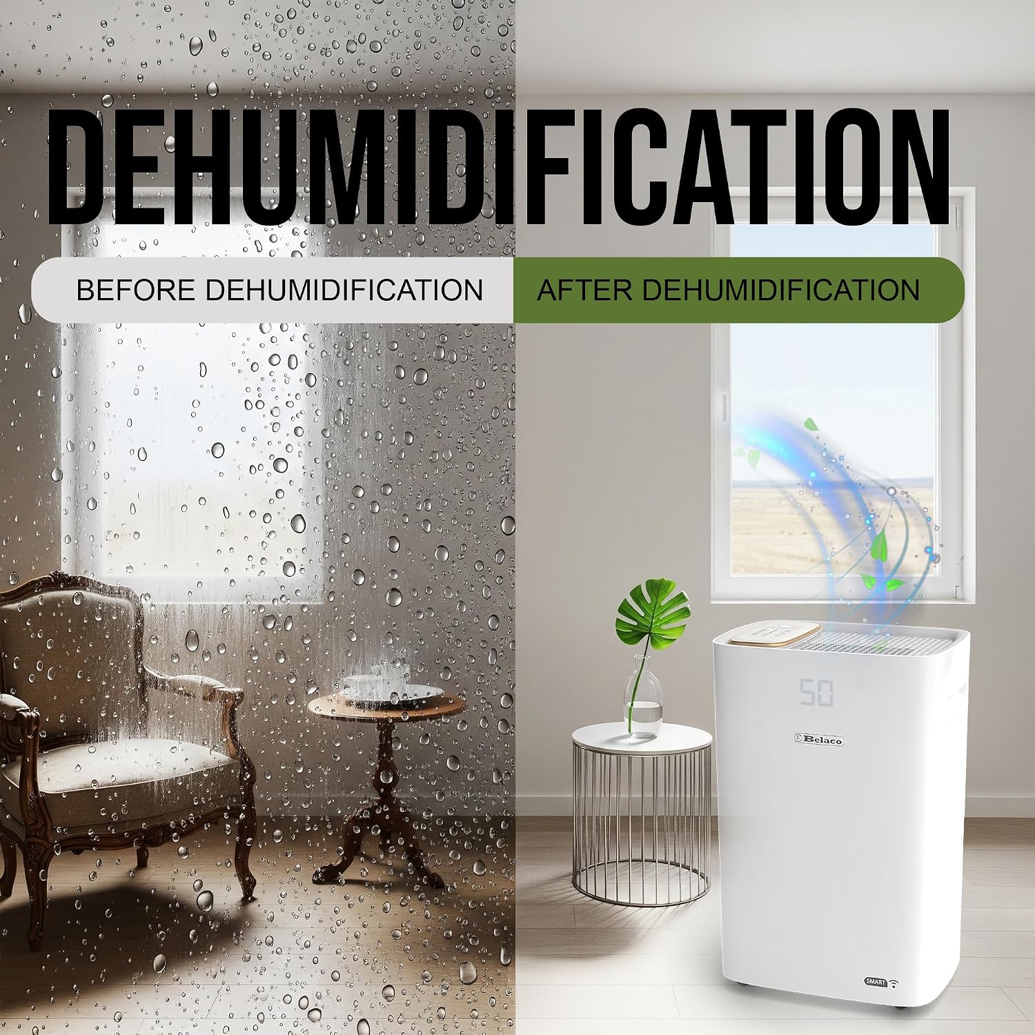 Detalle 2 de Belaco 20L WiFi Dehumidifier for Home & Basement