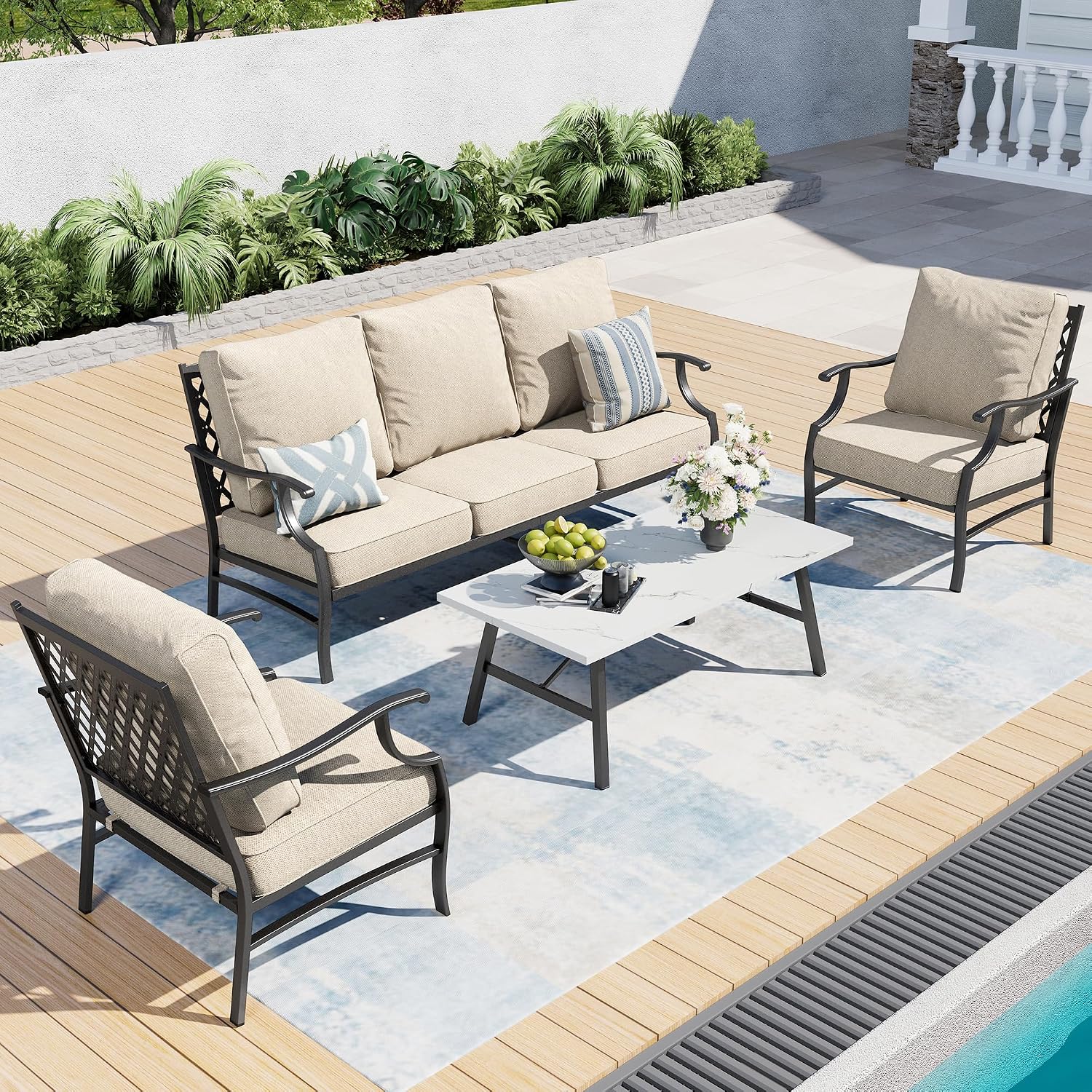 SUNSHINE VALLEY CP003-01-5_I1 Metal Patio Conversation Set, 5 Seats
