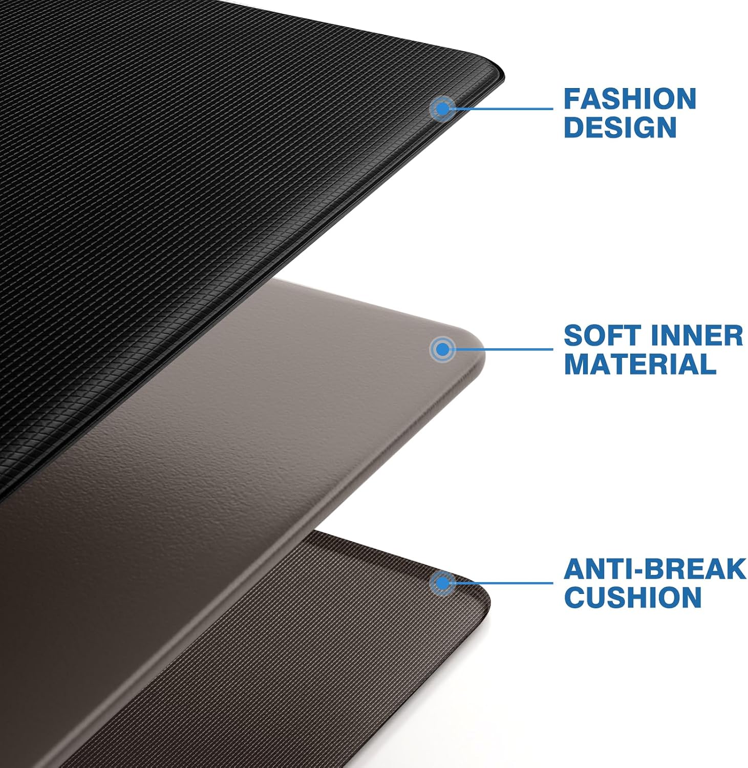 Detalle 1 de StepRite MPNST0003-076120BL 2-Piece Anti-Fatigue Kitchen Mats, Black PVC