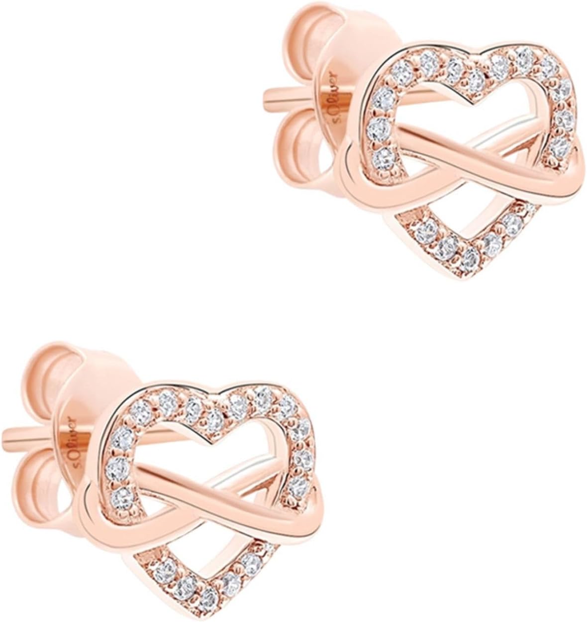 Detalle de s.Oliver Damen Schmuck – Ohrstecker & Creolen aus 925 Silber mit Herz-Infinity Design