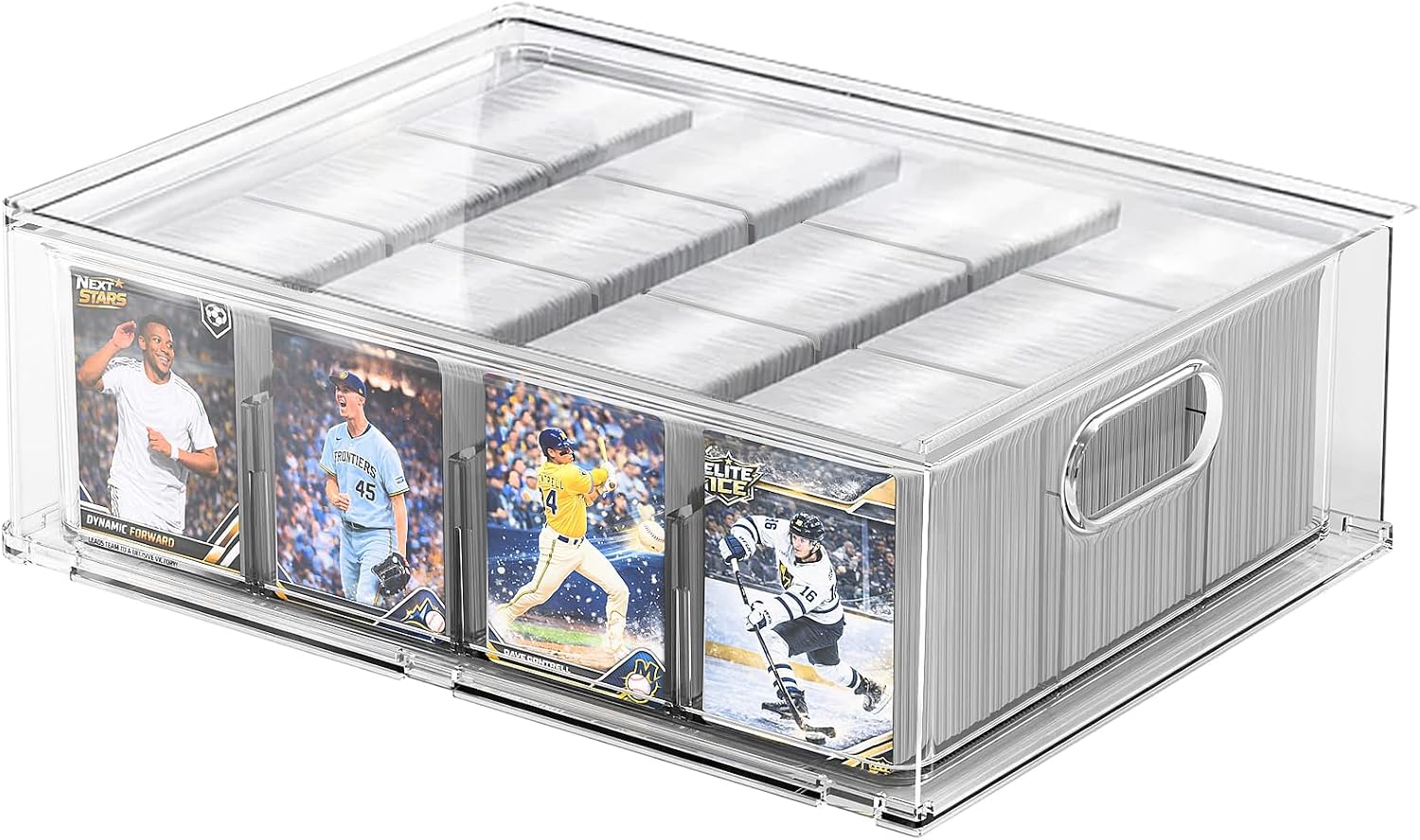 Detalle de BluBrk HOCDC6L-N Trading Card Storage Box, Clear PET, Pull-Out Drawer, 4-Row/12-Grid