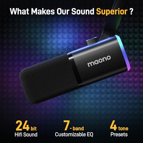 Detalle 2 de MAONO PD100XS Dynamic Gaming Microphone with Boom Arm (XLR/USB) for Streaming