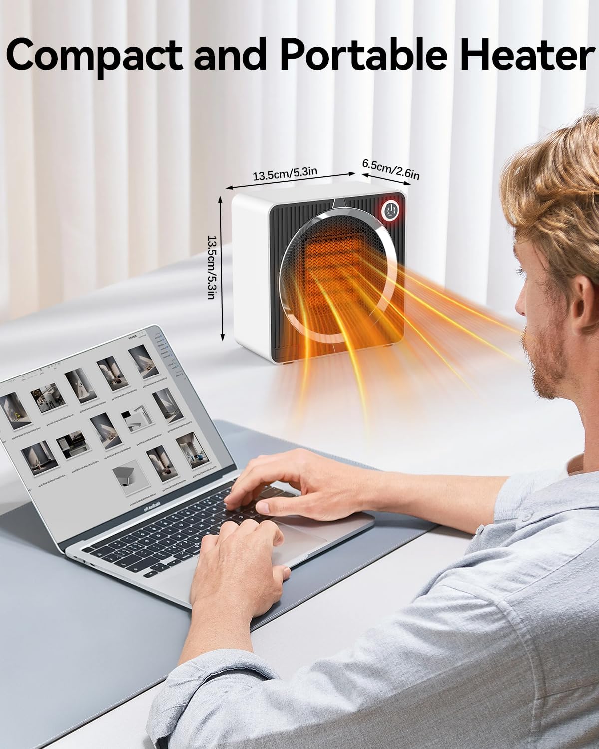 Thumbnail 5 de Portable Electric Space Heater – compact indoor heating for bedrooms, offices and living rooms