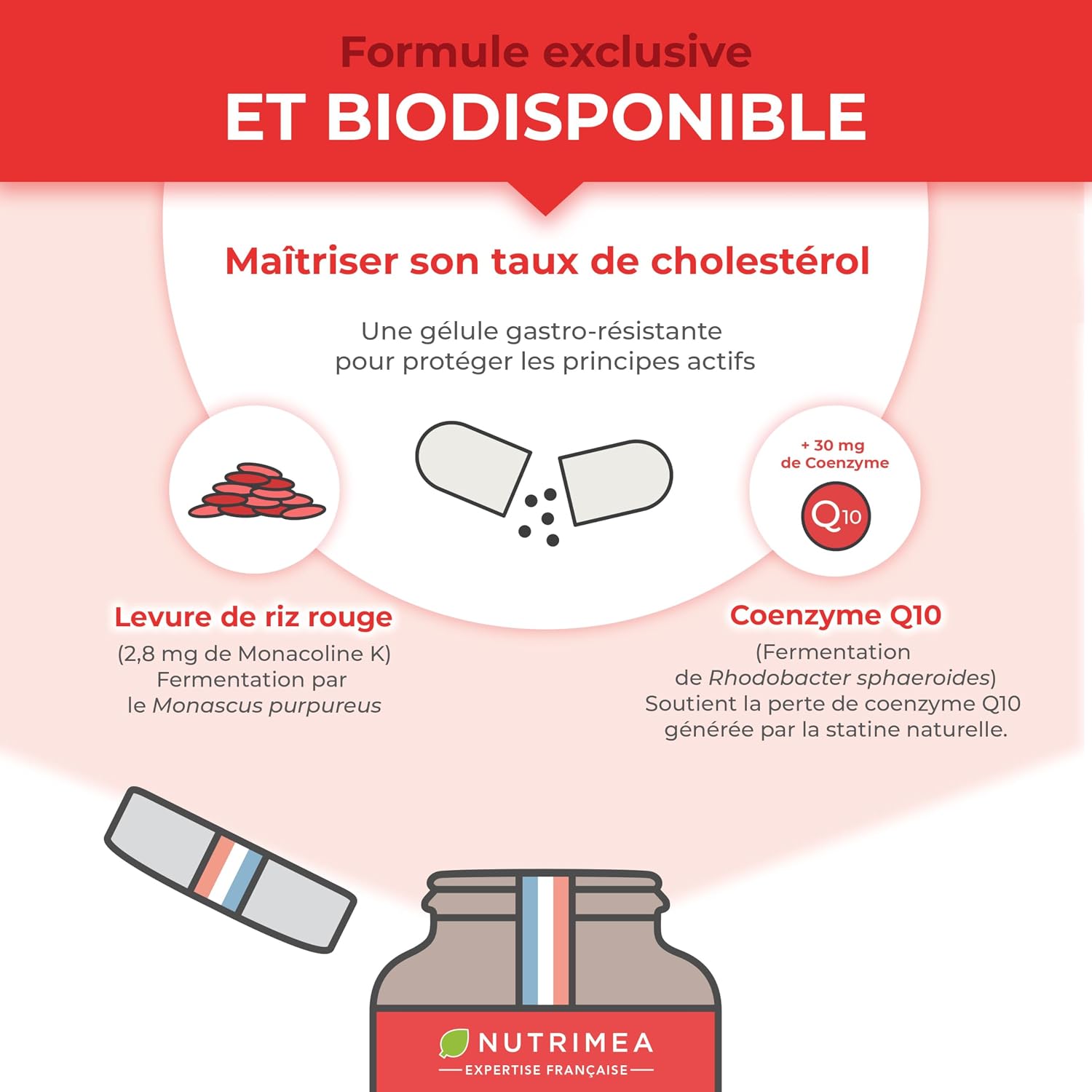 Detalle 2 de Nutrimea Levure de Riz Rouge à Monacoline K (175 mg) – 90 gélules vegan gastro-résistantes