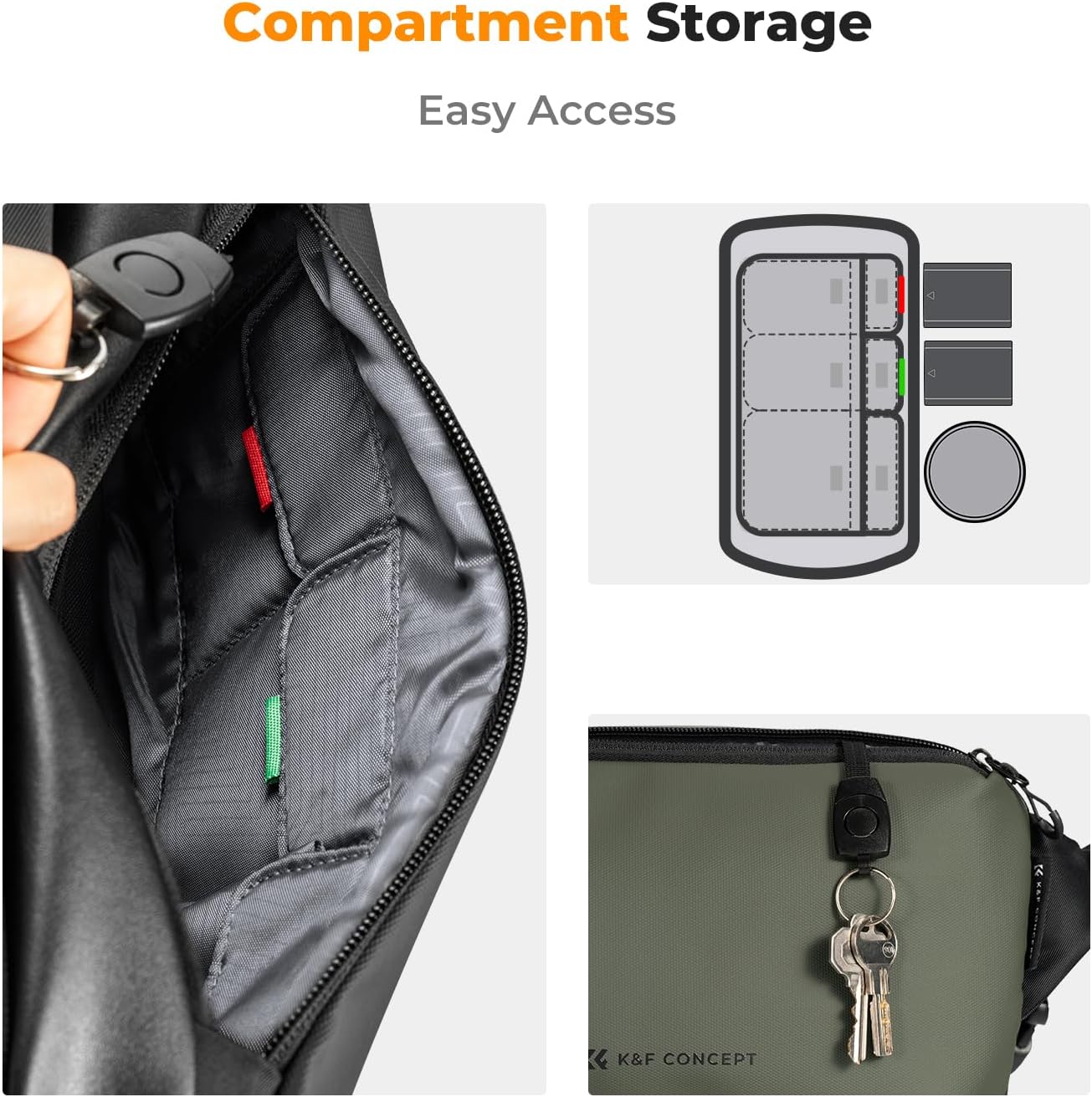 Detalle 2 de K&F CONCEPT 2-in-1 Sling Bag 1 for DSLR camera