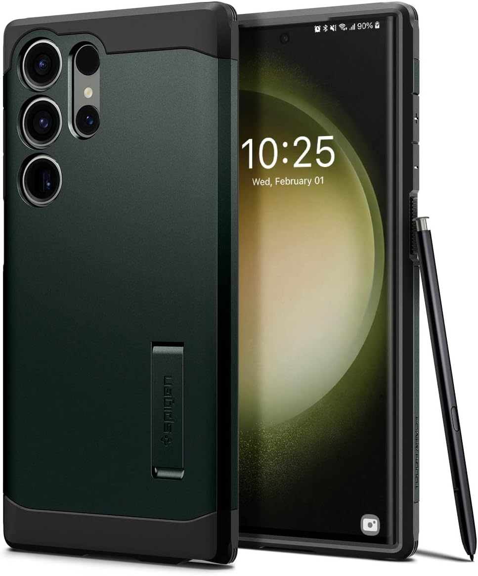 Detalle de Spigen Tough Armor Hülle für Samsung Galaxy S23 Ultra 5G – Abyss Green
