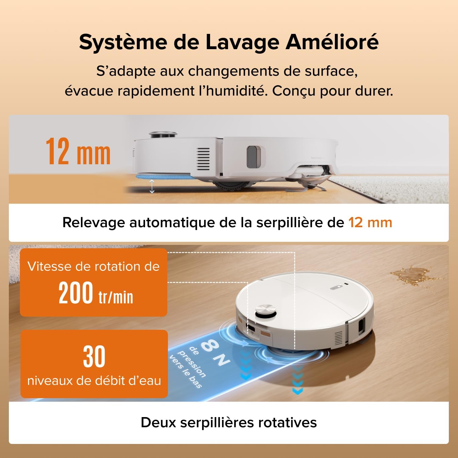 Detalle de roborock Qrevo Edge 2 robotstofzuiger met station, dweilfunctie en 25.000 Pa