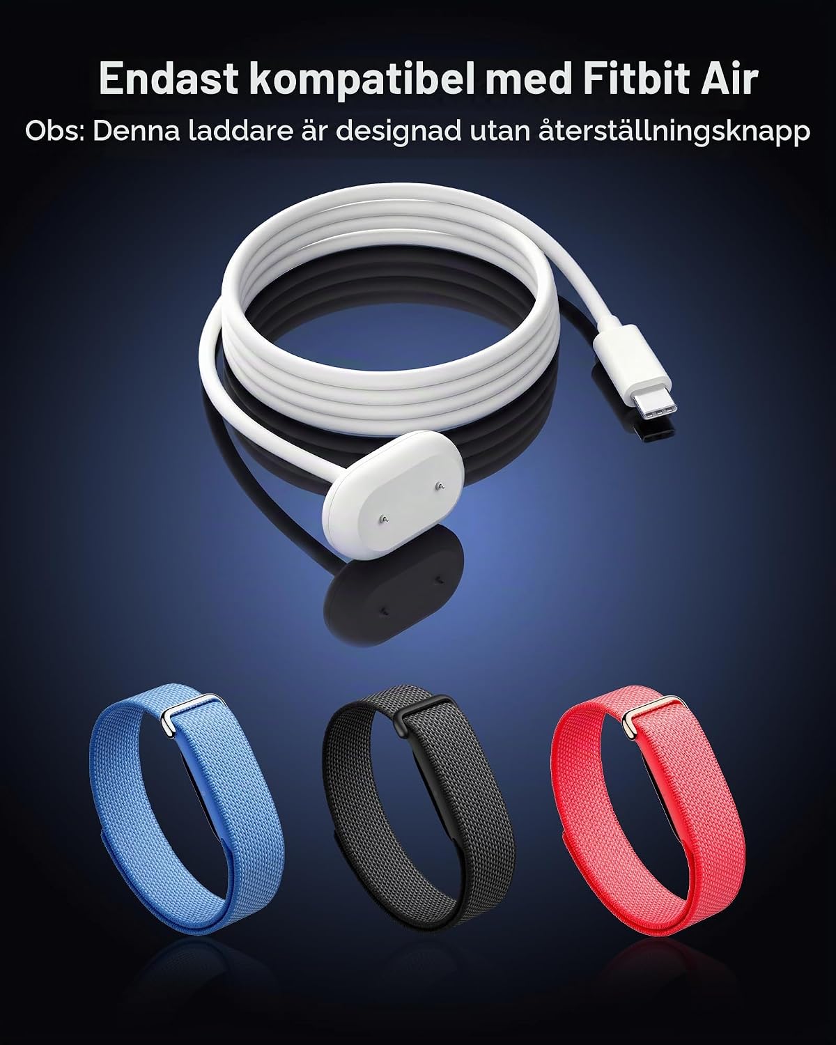 Detalle 2 de leQuiven USB-C-laddkabel för Fitbit Air, 1 m, magnetisk, utan adapter