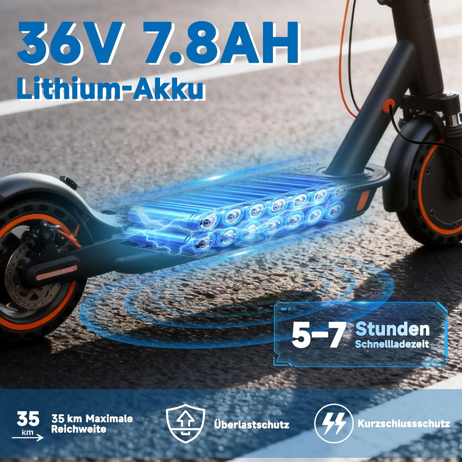 Thumbnail 1 de TODIMART T6 E-Scooter mit ABE, App per Bluetooth, 350-W-Motor & 30–35 km Reichweite