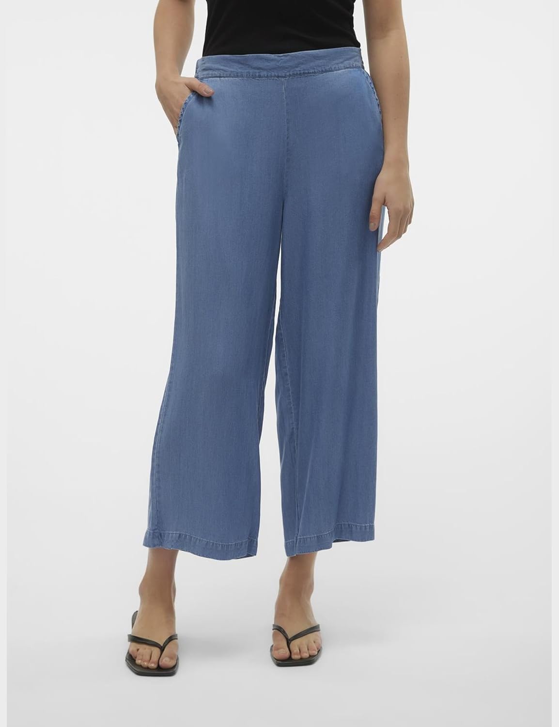 Detalle de VERO MODA Damen Culotte Hose mit elastischem Bund und weitem Bein