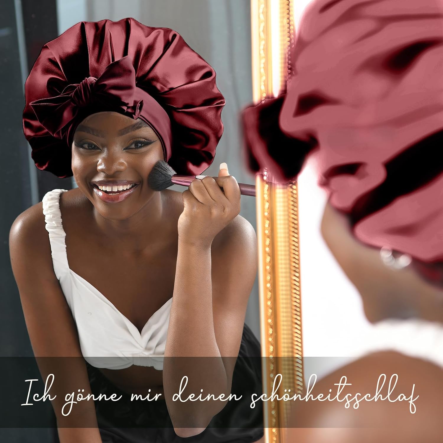 Thumbnail 3 de YANIBEST Satin Schlafhaube für Damen – Doppellagige Schlafmütze mit verstellbarem Band