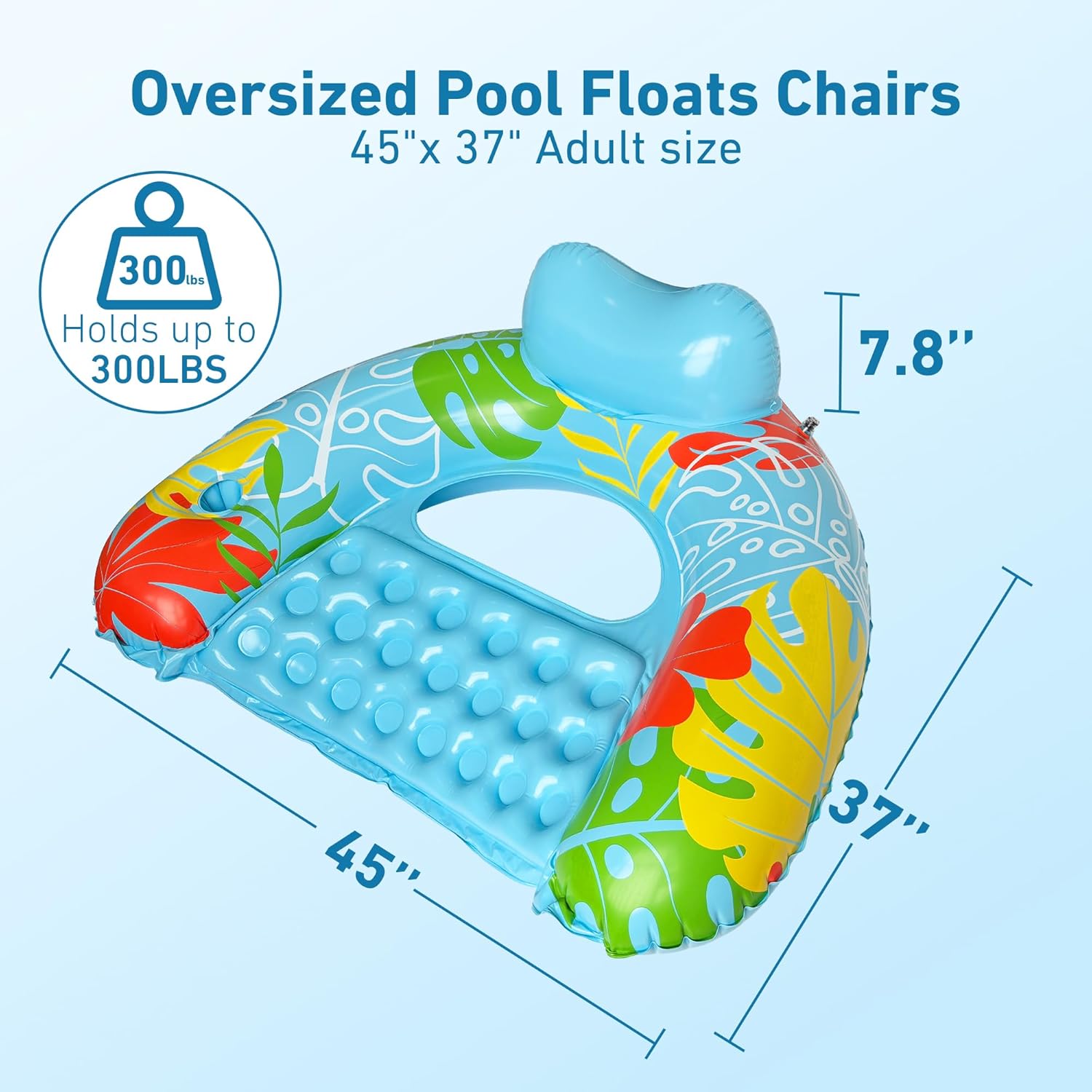 Detalle de SEETOHOME 3-Pack Inflatable Pool Float Chairs with Cup Holders – Adults