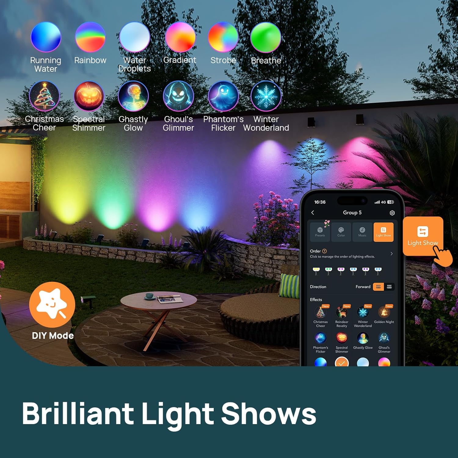 Thumbnail 2 de Linkind Smart Solar Spot Lights Outdoor Garden SL5C (4-pack) – App-controlled colour changing solar spotlights