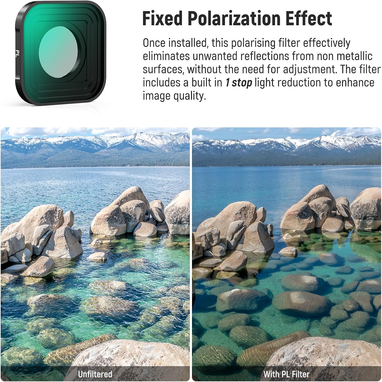 Detalle de NEEWER PL ND Filter-Set (4er Pack) für GoPro Hero 13–9 Black – ND8/ND16/ND32 + Polarisationsfilter FL-GP18