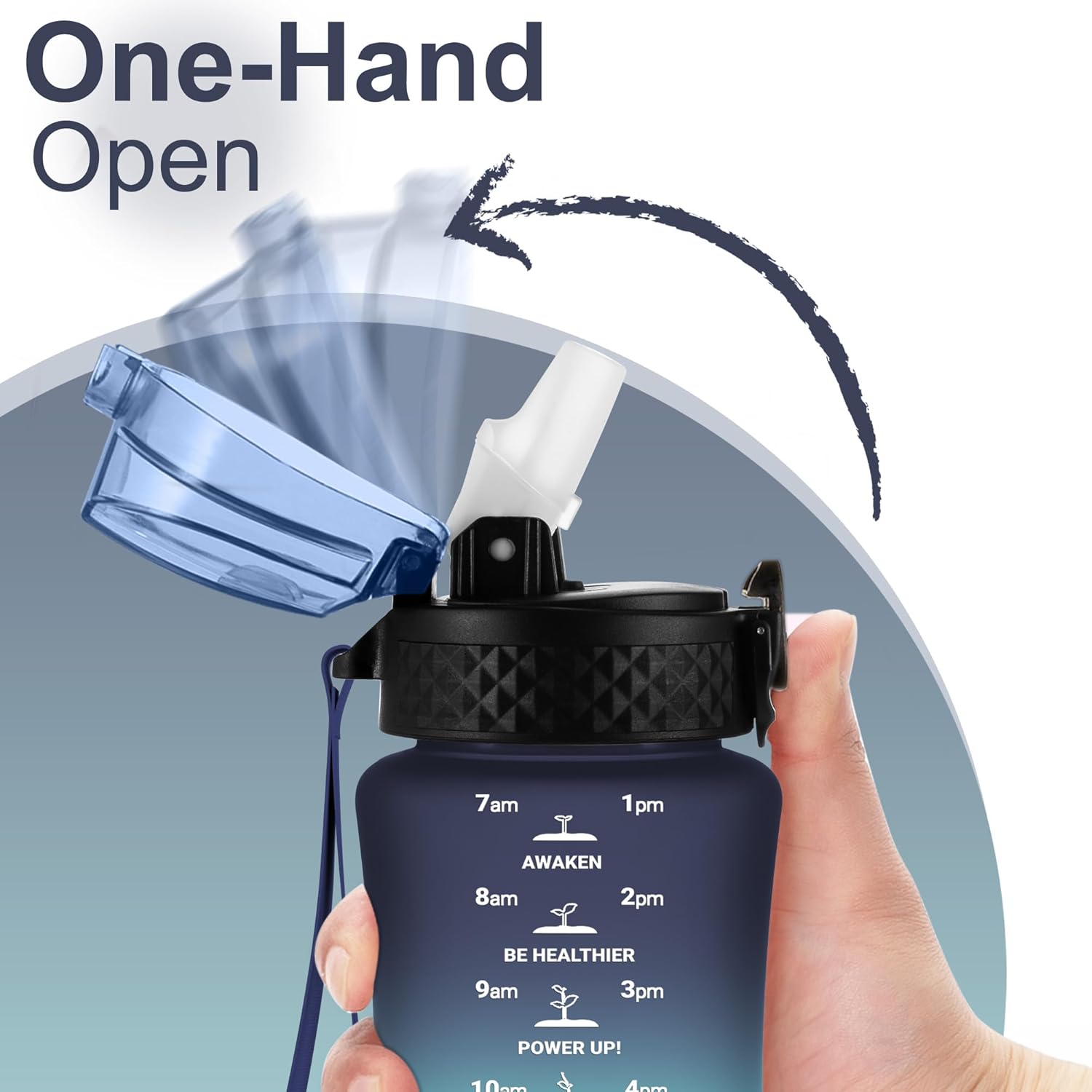 Thumbnail 1 de GOPPUS 350ml Kids Tritan Water Bottle with Straw, Flip Top Lid & Strap (Leakproof, BPA-free)