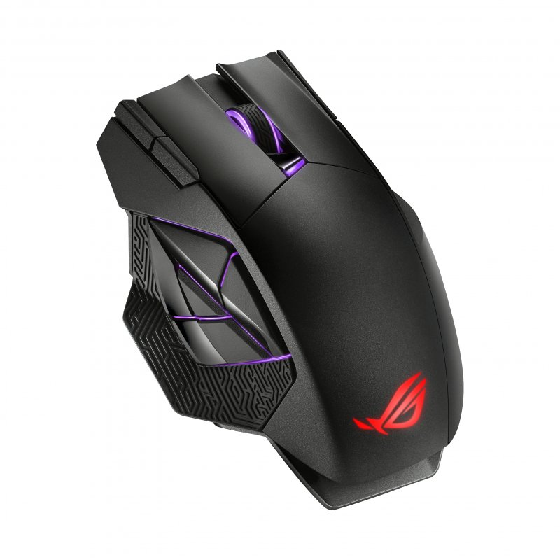 Detalle de ASUS ROG Spatha X: Ratón gaming inalámbrico 19000 DPI con carga magnética y 12 botones programables