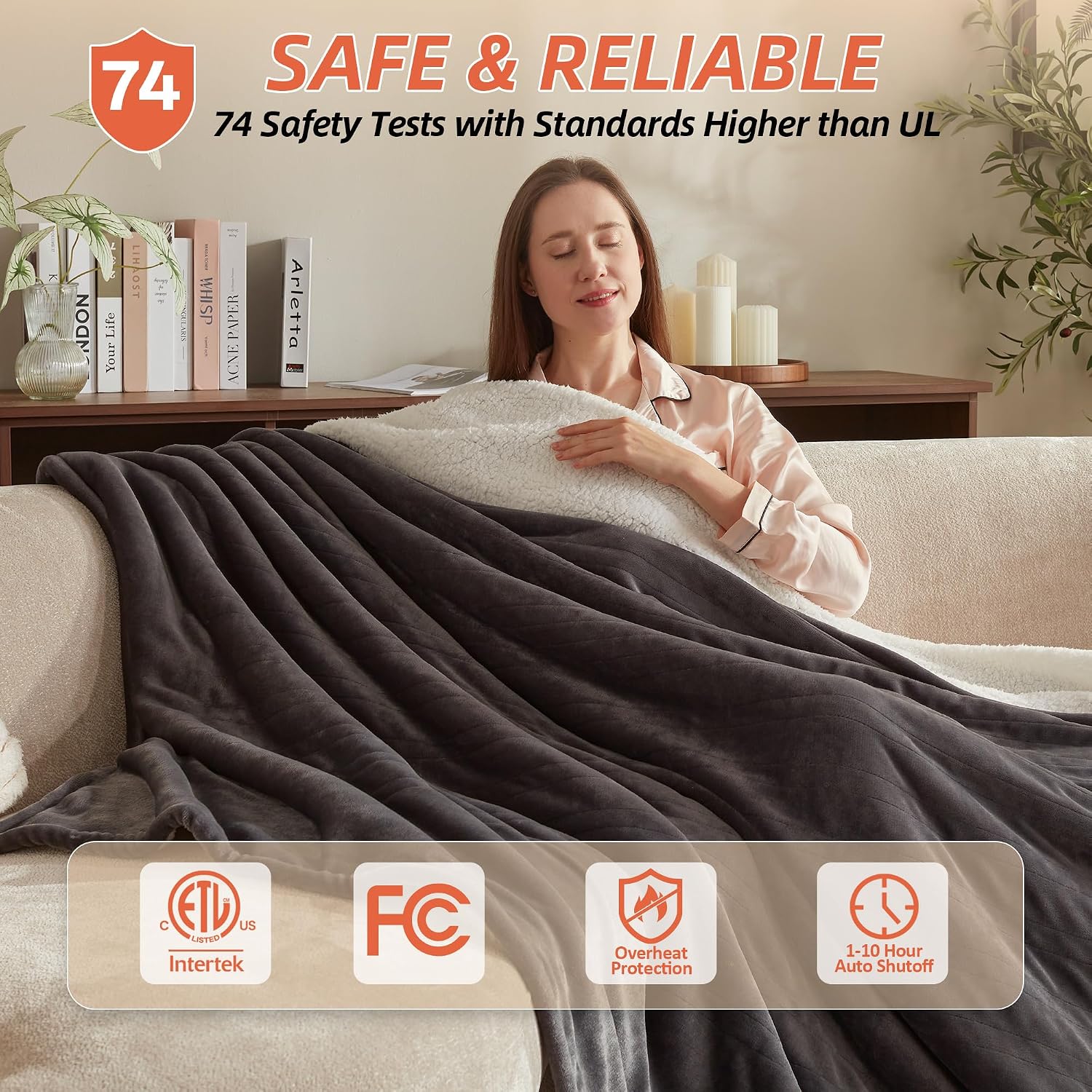 Detalle 2 de BEARKISS Electric Heated Blanket, 72 x 84 Inches