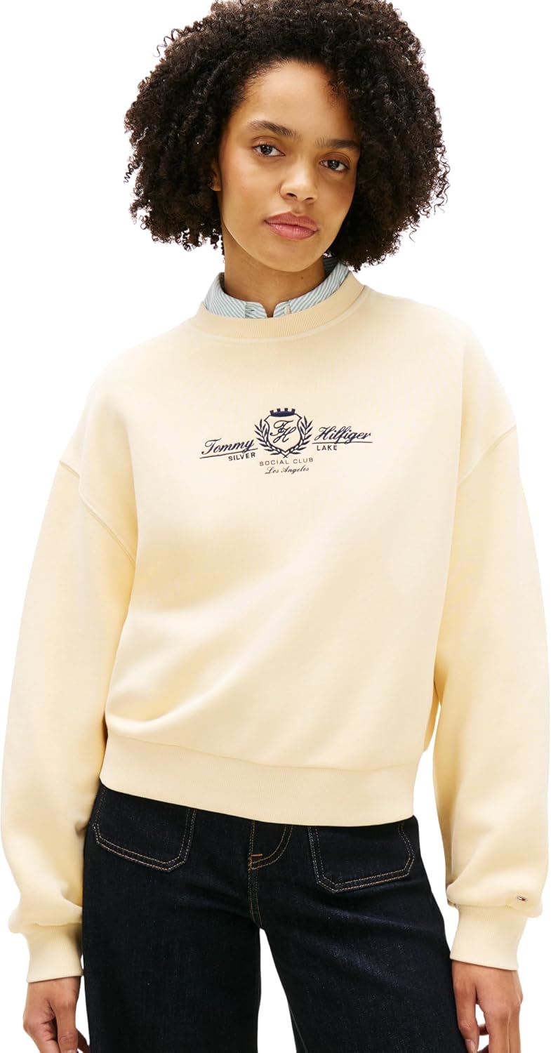Thumbnail 6 de Tommy Hilfiger Varsity Crest Terry Sweatshirt Donna – Felpa pullover originale e sostenibile