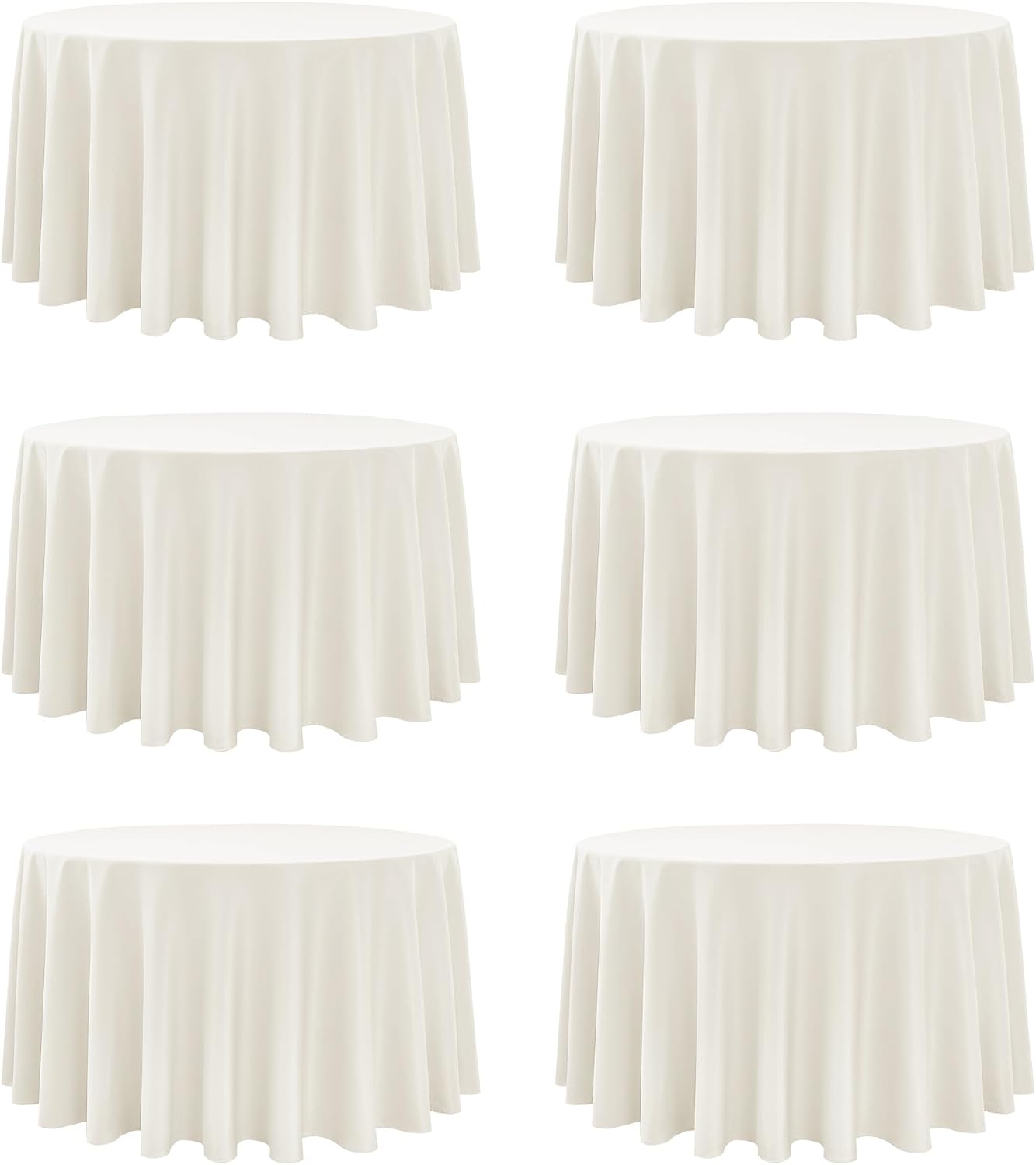 Detalle de Dailyset 6-Pack Ivory Round Tablecloths (120 Inches) for 5–6 Ft Round Tables