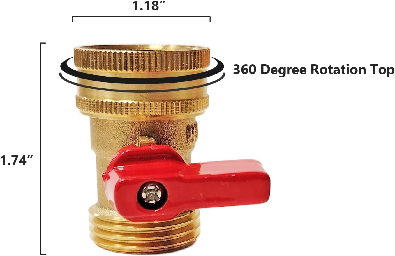 Thumbnail 4 de HQMPC HQ-NREDV 01 Brass Garden Hose Shutoff Valves, 2-Pack with Washers