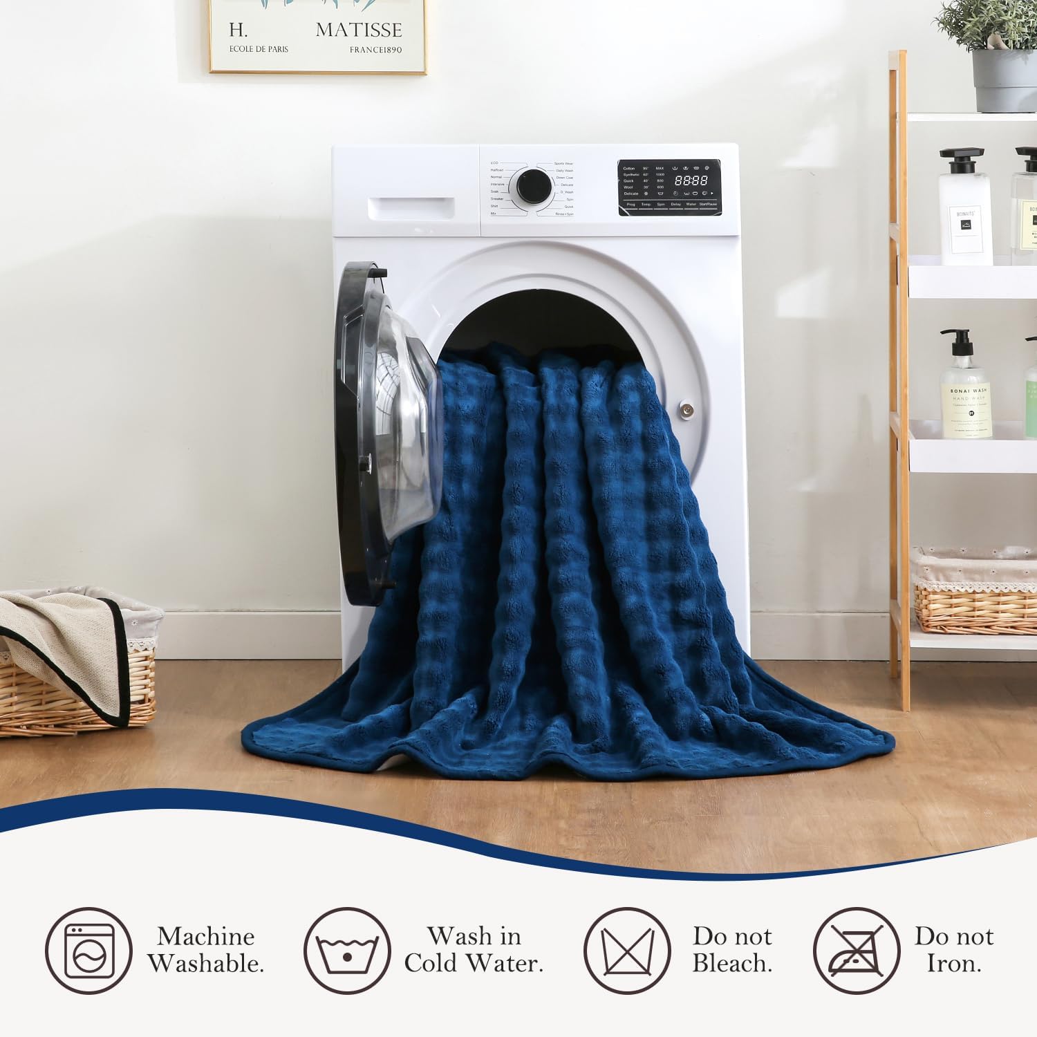 Detalle de Yaning waterproof blanket for bed, couch, sofa and car (152x203cm) – navy blue