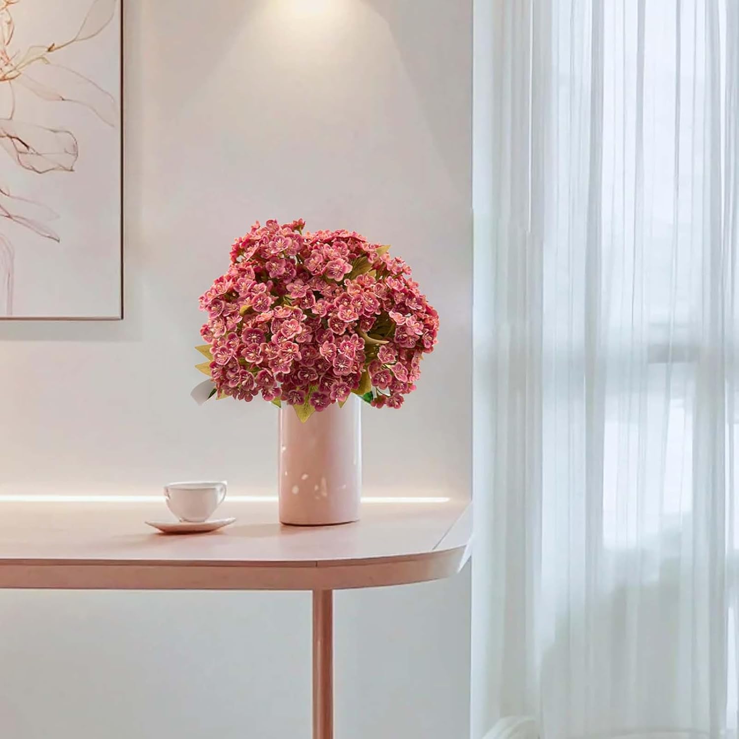 Thumbnail 5 de SNAIL GARDEN Set of 2 Pastel Pink Hydrangea Artificial Flowers (588 Blooms) – Realistic Silk Arrangements