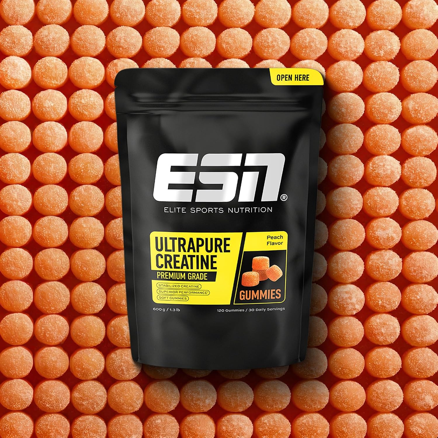 Detalle de ESN Ultrapure Creatine Gummies: 120 caramelle gommose da 3,4 g di creatina monoidrato per porzione giornaliera