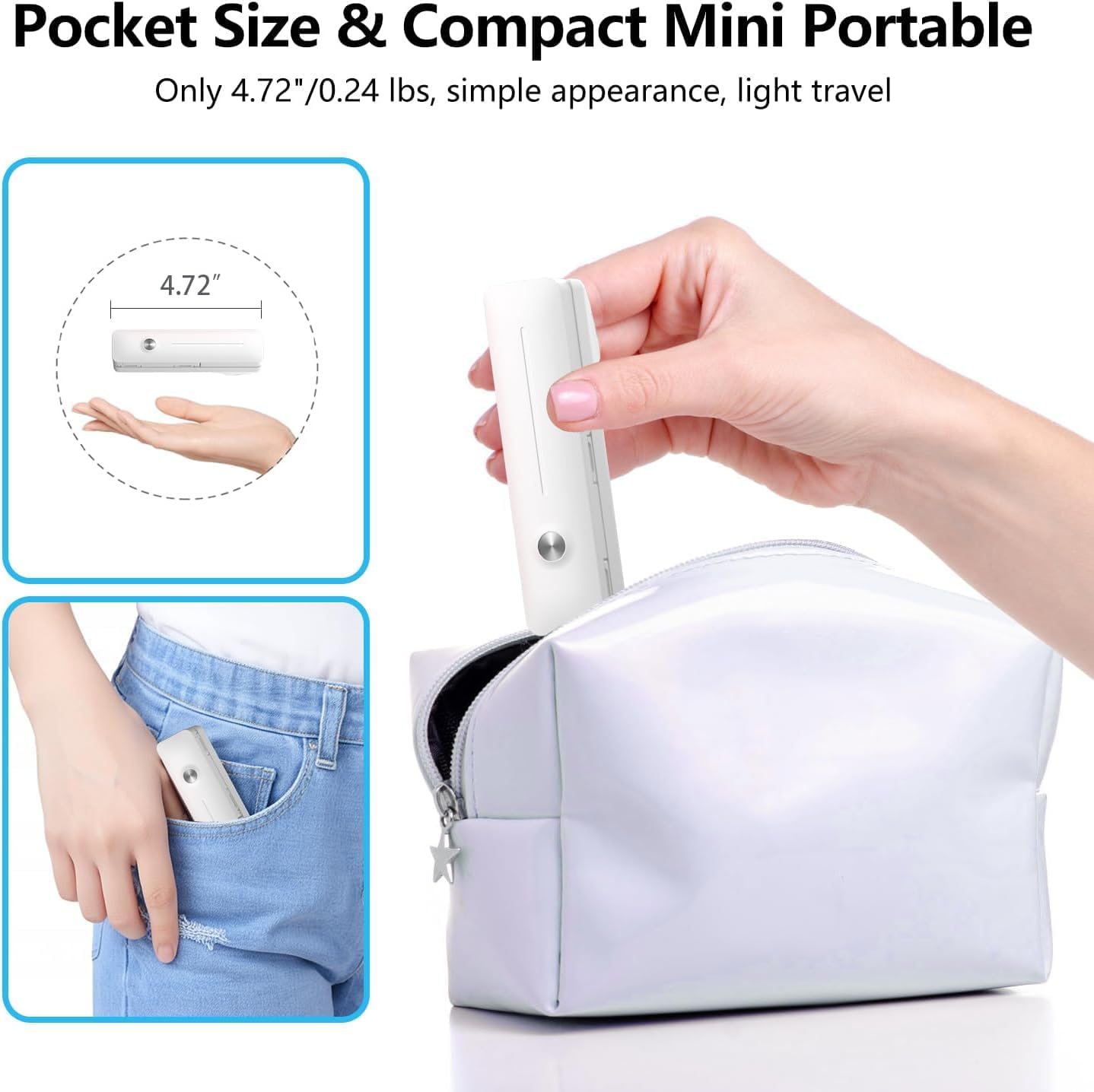 Thumbnail 1 de yAyusi Extendable Mini Selfie Stick for iPhone (Pocket Size with Remote, White)