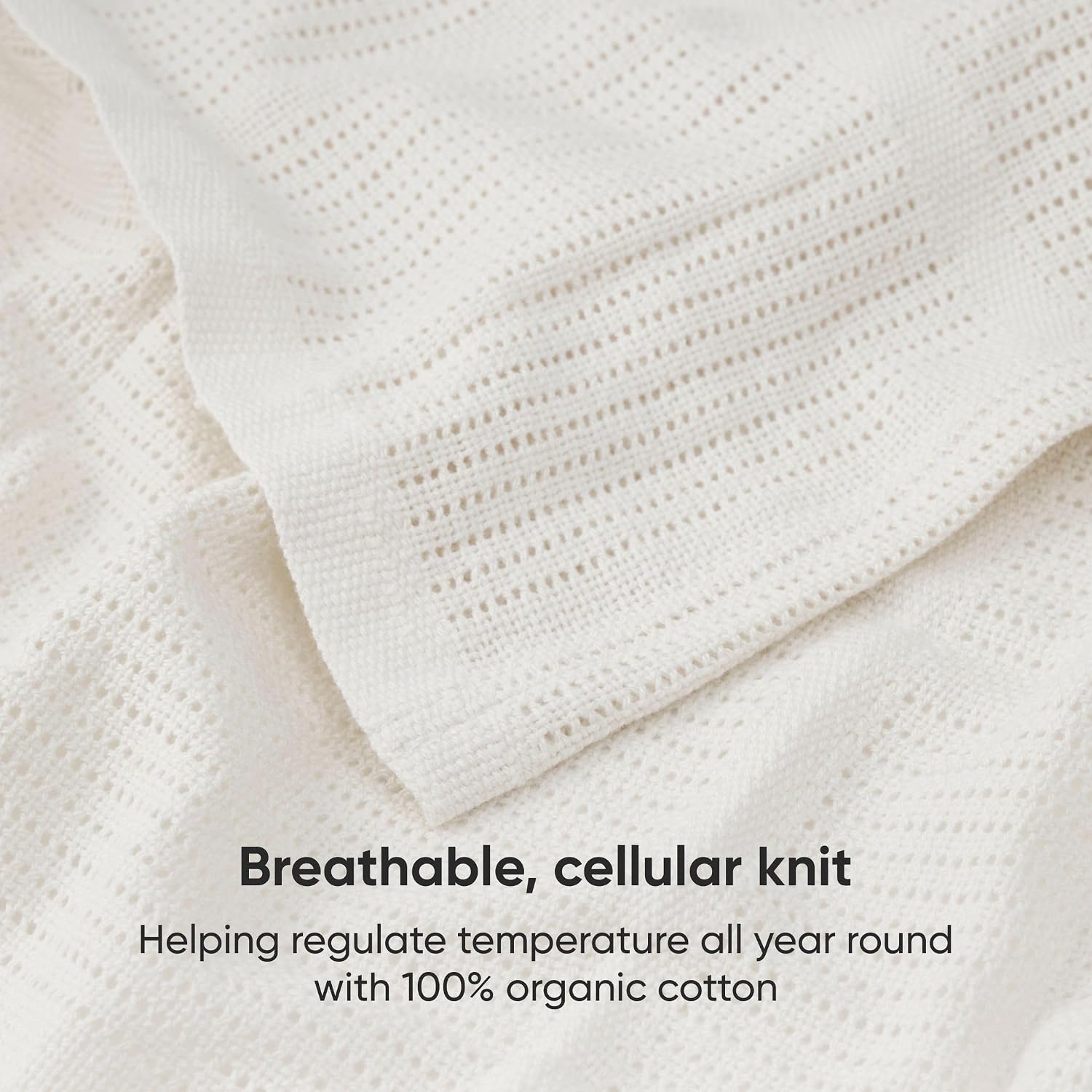 Thumbnail 4 de Bloomsbury Mill Cellular Blankets Baby – 2 Pack, 100% Organic Cotton, Cream (75x95cm)