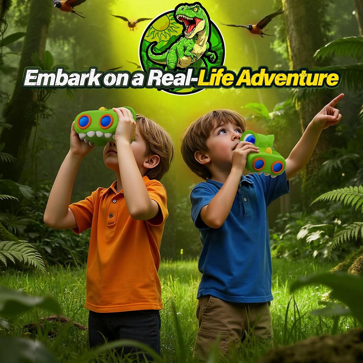Thumbnail 3 de Kids Dinosaur Binoculars Age 3–10 with Compass