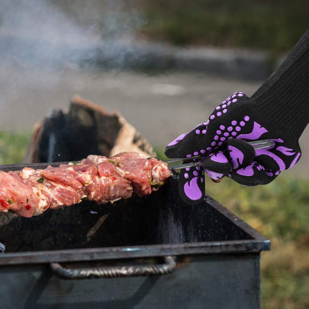 Detalle 2 de Comsmart BBQ Gloves, 1472°F Silicone Grilling Gloves, Non-Slip, 2-Piece Set