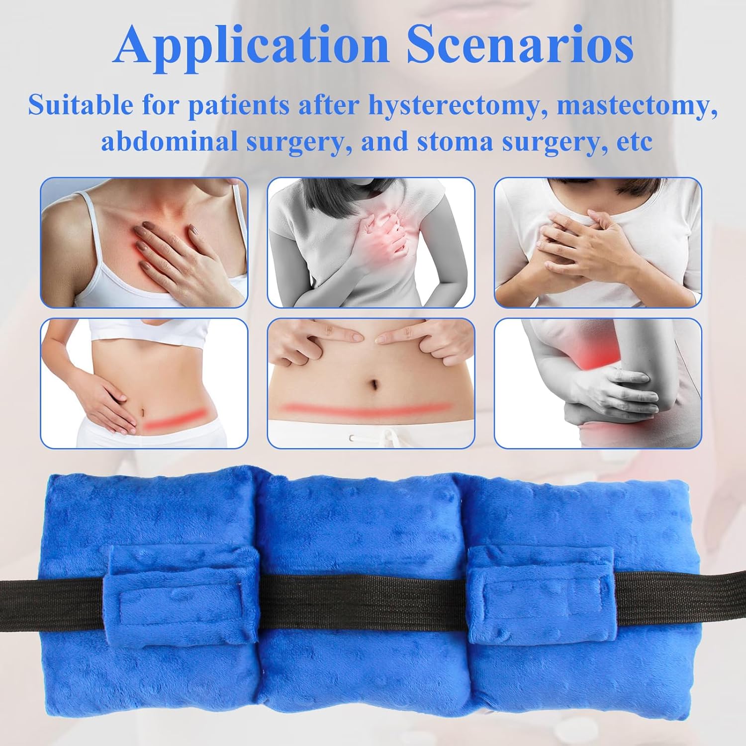 Detalle de Hysterectomy/Post-Surgery Seatbelt Pillow with Pocket – Navy Blue