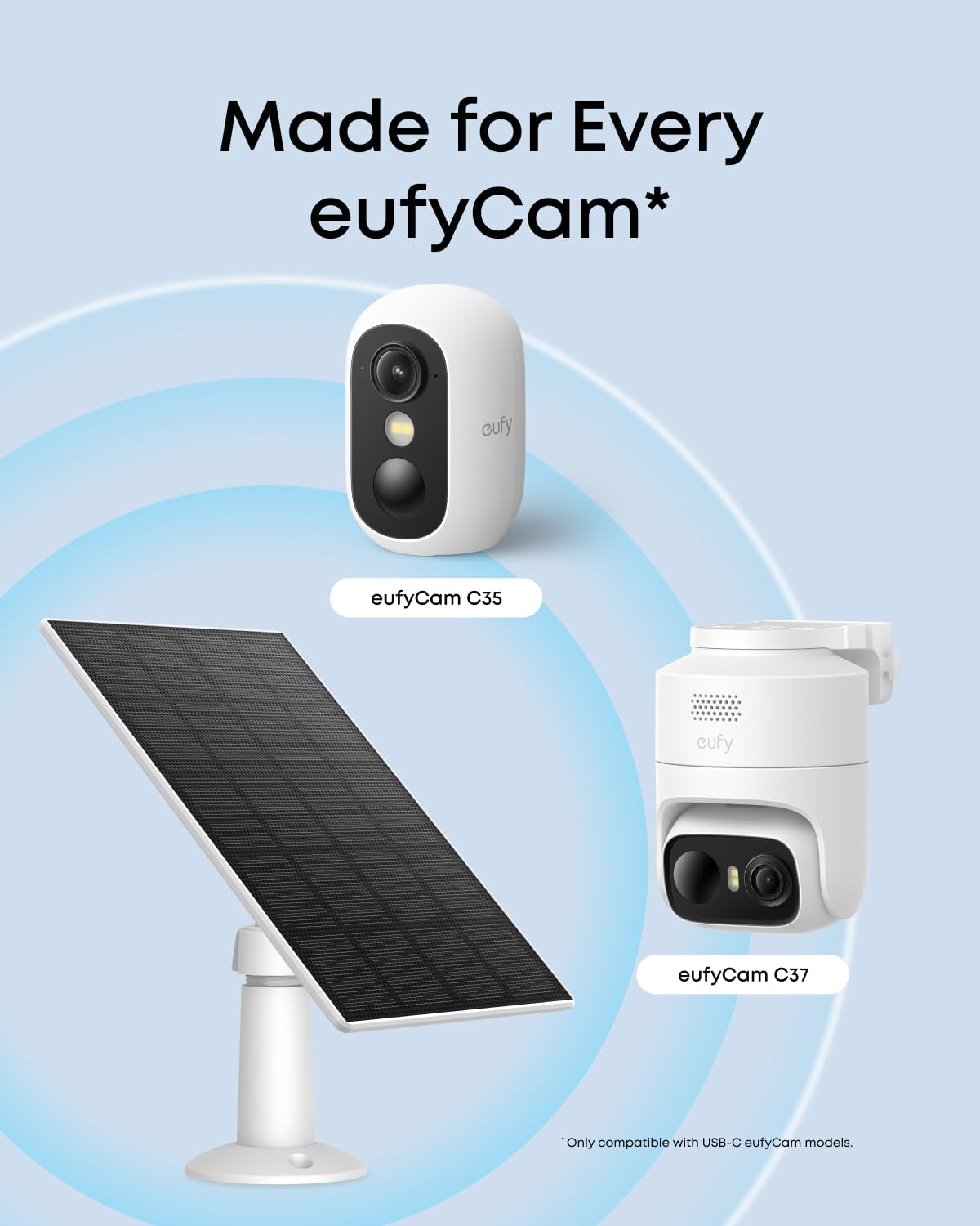 Detalle de eufy Solar Panel (3W) for eufyCams – Compact Outdoor Power, IP65