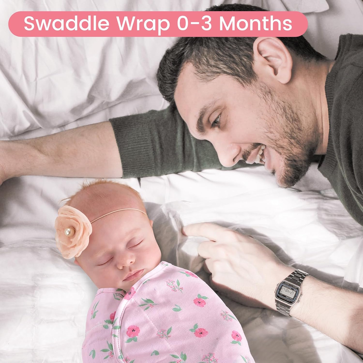 Detalle de David's Kids Baby Swaddle Wrap, 100% Cotton