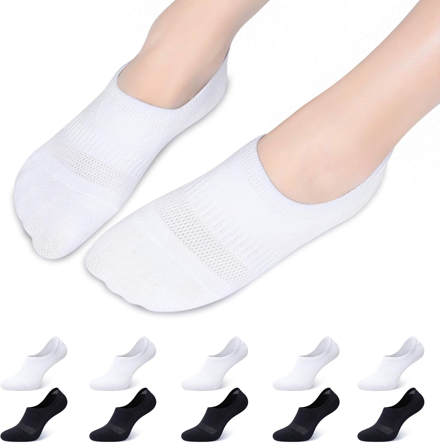 Detalle de Falechay 10 Paar Sneaker Socken (No-Show) – Damen & Herren, unsichtbar im Schuh